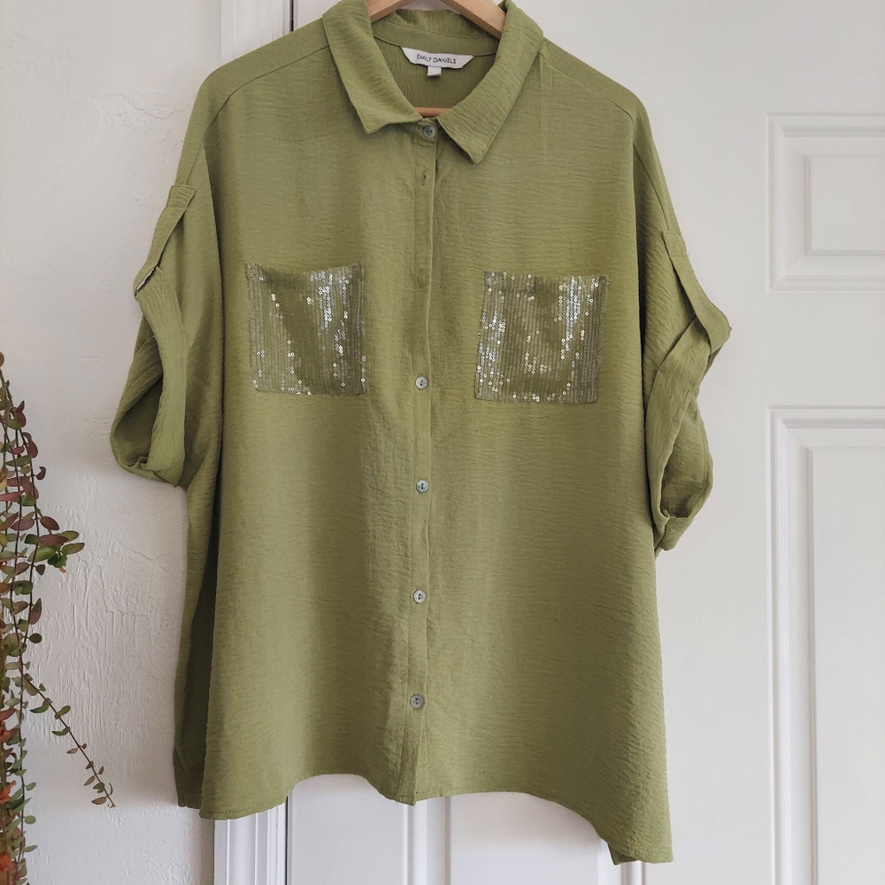 Emily Daniels Sequin Pocket Top